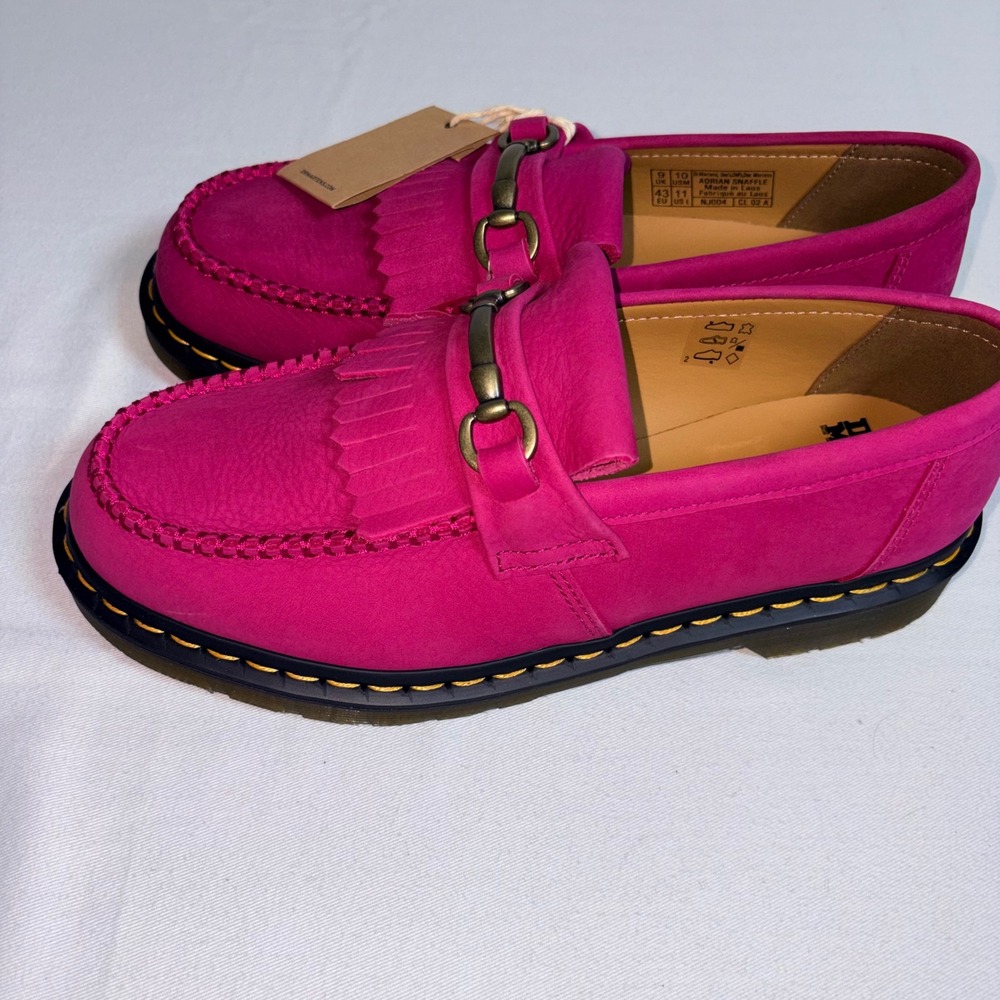 Dr. Martens Adrian Snaffle Loafers 11 Pink New Nubuck Leather Kiltie Horsebit